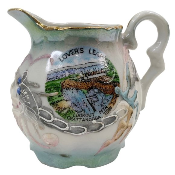 Vtg Dragonware Lusterware Creamer Moriage Lovers Leap Chattanooga TN Souvenir - Picture 12 of 12